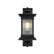 Collins One Light Outdoor Wall Sconce Black by Lighting Design – Iron, Black, Model OD316W19BK