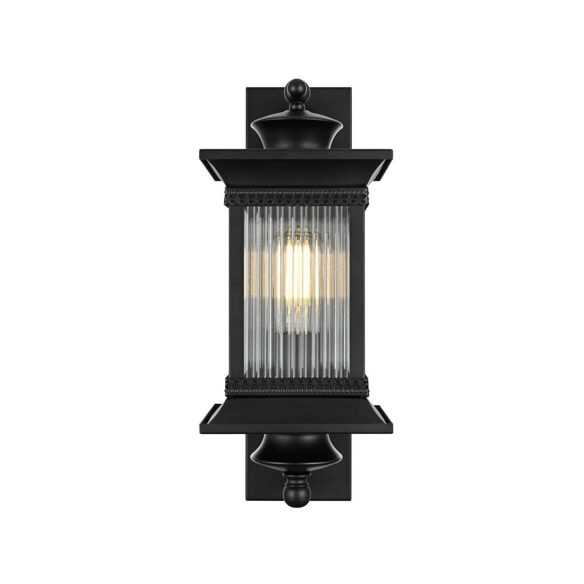 Collins One Light Outdoor Wall Sconce Black by Lighting Design – Iron, Black, Model OD316W19BK