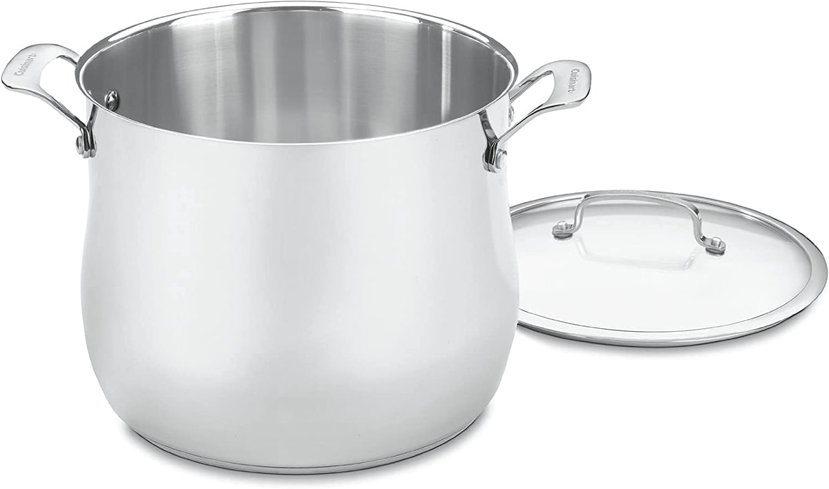 Contour Stainless 13-Piece Cookware Set with 12-Quart Stockpot Bundle by Cuisinart – Variety Pack, Aluminum, Silver