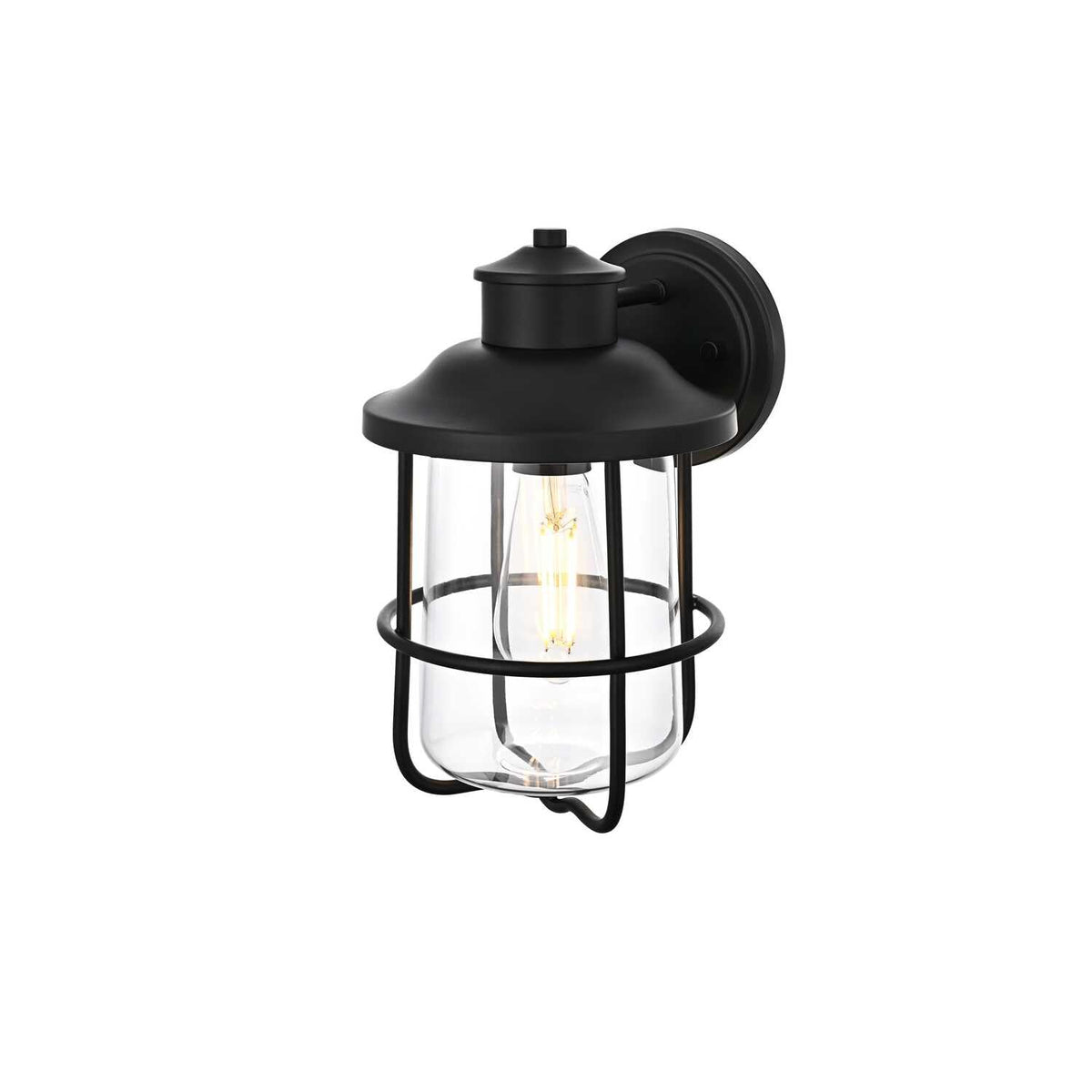 Huxley One Light Outdoor Wall Sconce Black by Lighting Design – 8", Iron, Black, Model OD808W12BK