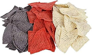 Mission Foods Pre-Cut Unfried Tri-Color Tortilla Chips - 4 Cut, 10 Pound - 3 per case.