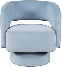 Starlight Canyon Home Polyester-Upholstered Split-Back Swivel Accent Chair, Mid-Century Modern Armchair for Living Room or Bedroom, Blue