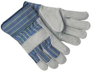 MCR Safety 1400M Split Leather palm Work Gloves, Gray, Medium, 1-Pair