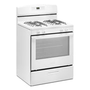 White Freestanding Gas Range with 5.1 Cu. Ft. & Bake Assist Temps by AMANA – 5.1 cubic_feet, Steel (porcelain‑coated)., Model AGR6303MMW