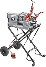 RIDGID 67182 300 Compact Threading Machine, 1/2-Inch to 2-Inch NPT Hammer Chuck Machine with 250 Folding Wheel Stand, Integrated Oiling System