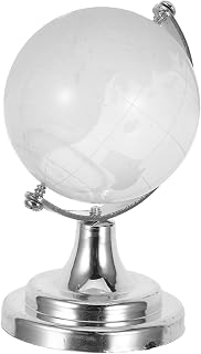 Mini World Globe Rotatable Glass Ball Globe with Sturdy Stand Small round Sphere Desktop Ornament for Interactive Learning and Varied Interiors