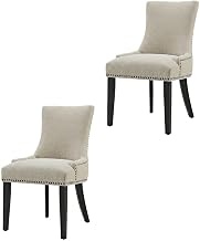 Furnifact Fabric-Upholstered Dining Side Chair Set of 2, Upholstered Kitchen Chairs and Parsons Dining Chairs for Dining Room, Beige