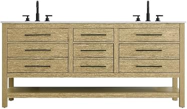 Elegant Kitchen and Bath 72" Double Bathroom Vanity in Honey Brown by karson – Wood, Honey Brown, Model VF60572DMHB
