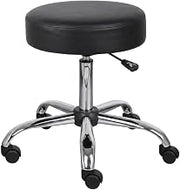 Caressoft Task Stool with Chrome Base and Dual-Wheel Nylon Casters, Adjustable-Height Medical Stool for Clinic or Home Office