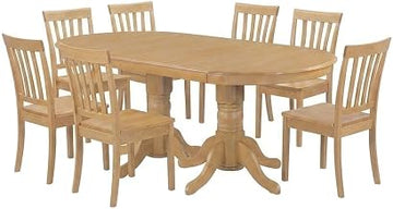 Furnifact Solid Wood Dining Table and Chairs 9 Piece Set, Kitchen Table Set with Double Pedestal Base, Dining Room Table Set for 8