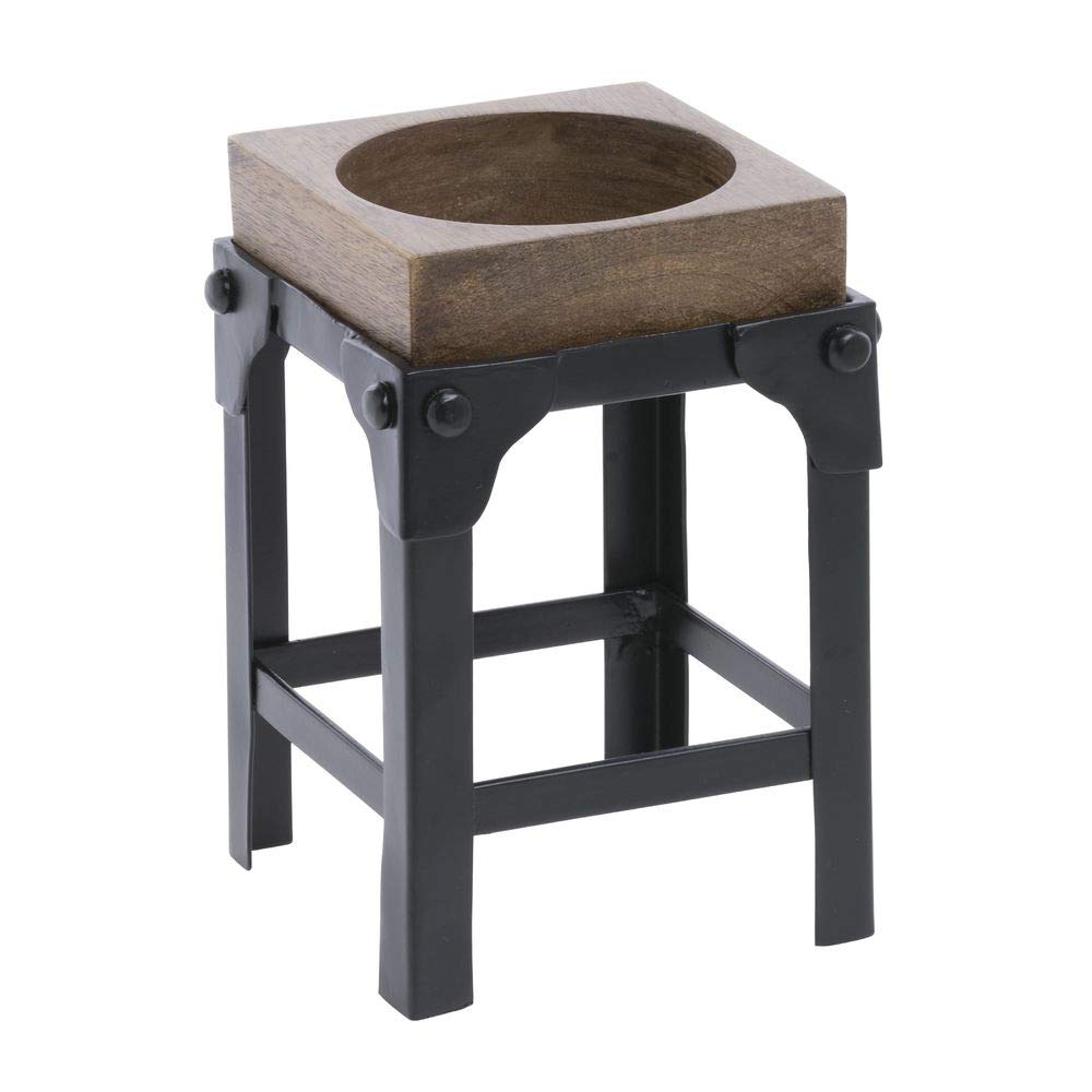 Medium Mango Wood & Iron Display Stand by HUBERT – Iron, Black, Model MDA-817-02
