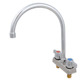 BK Resources WorkForce Standard Duty 4 inch On Center Deck Mount Gooseneck Faucet with 8 Inch Spout – 8.5" Wide, Stainless Steel, Silver, Model BKD-8G-G