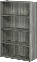 Furnifact French Oak Grey 4 Tier Open Shelf Bookcase with Durable Wood Construction for Living Room, Office, or Bedroom Storage