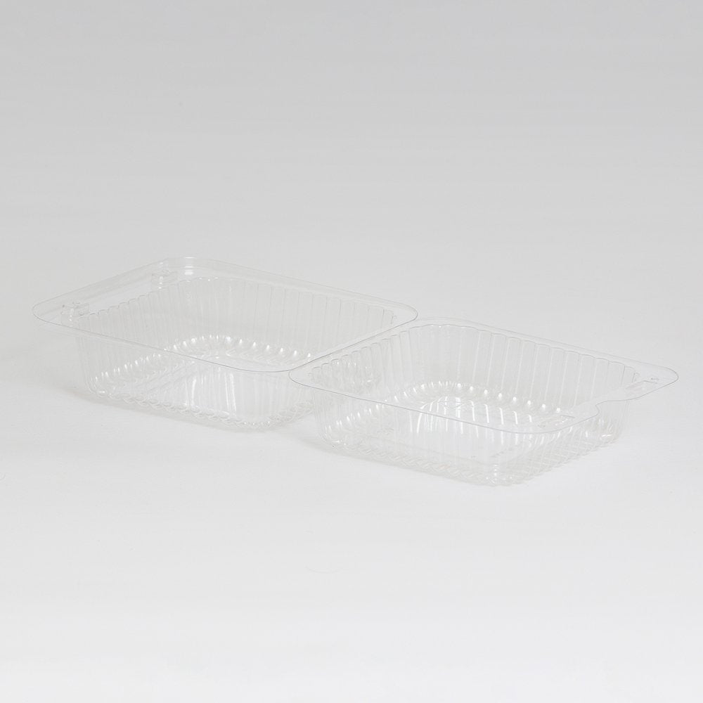 5 5/8" x 5 1/4" x 2 5/8" Clear Plastic Hinged Deli Container - 500 per case by Inline Plastics Corporation – 500.0 milliliters, Polyethylene Terephthalate (PET), Clear, Model SLP20