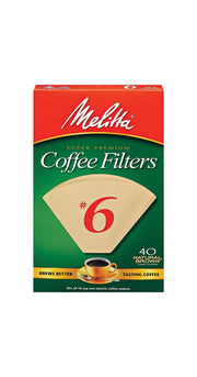 Brown Coffee Filters #6, 40 Count by Melitta – No. 6, Plastic, Brown, Model 626412