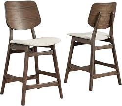 Starlight Canyon Home Wood Upholstered Dining Chairs Set of 2, Counter Height Kitchen Island Stools and Wooden Bar Stools, Walnut