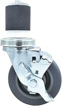 BK Resources 4" Gray Rubber 2" Expanding Stem Swivel Caster for Work Tables with Top Lock Brake, NSF, 250lb Capacity Per Wheel