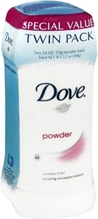 Dove Anti-Perspirant Deodorant Invisible Solid, Powder, Twin Pack 5.20 oz (Pack of 4)