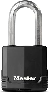 Master Lock Heavy Duty Padlock, Security Level 9/10, Outdoor, Keyed, Covered Laminated Steel, Weatherproof and Rustproof, Large Shackle