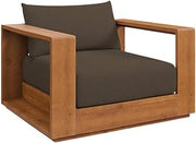Brown Patio Acacia Wood Chair, Garden, Backyard, Balcony, Outdoor Lounge, Durable Construction, Stylish, Comfortable.