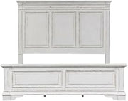 Starlight Canyon Home Rubberwood Solid Wood King Panel Bed with Headboard, King Size Bed Frame and Headboard for Traditional Bedroom, White