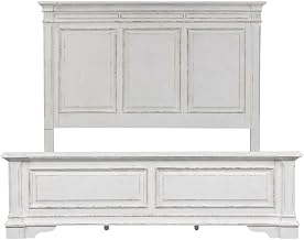 Starlight Canyon Home Rubberwood Solid Wood King Panel Bed with Headboard, King Size Bed Frame and Headboard for Traditional Bedroom, White