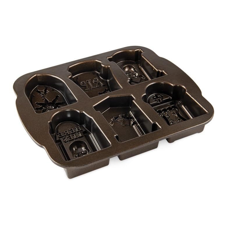 Tombstone Cakelet Pan by Nordic Ware – 4.5 cup capacity, 1.06 liters, Aluminum, Bronze, Model 91848