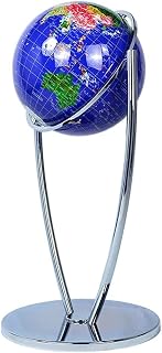 POCHY Practical Globe 720° Rotating Geographic Globes Silver Metal Mirror Stand World Globes 16.5-inch Floor Standing Educational Globe Beautifully Decor