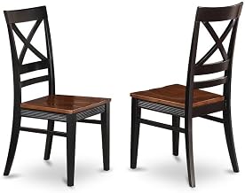 Furnifact Solid Wood Dining Chairs with X-Back Set of 2, Traditional Wooden Chair for Kitchen and Dining Room Table, Black & Cherry