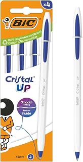 BIC Cristal Up 1.2mm Wide Tip Ballpoint Pen with Two Tone Body, Blue Ink (Pack of 4)