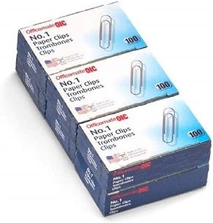 Officemate No.1 Smooth Paper Clips, Pack of 6 Boxes of 100 Clips Each, 600 Clips Total (99911)