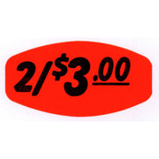 Price Labels 2/$3.00 Red with Black Imprint - 1 3/8 L x 7/8 H 1000 Pe roll by BOLLIN LABEL AND CO – Paper, Red, Pack of 1000, Model 12247