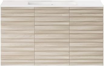Swiss Madison Cascade 36" Wall-Mounted Bathroom Vanity in White Oak with Sink Top