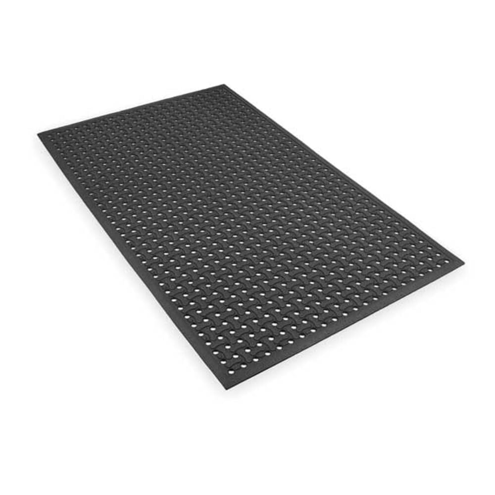 T18 Superflow Lightweight Anti-Fatigue Workstation Mat by Notrax – 3' Width x 5' Length, Rubber, Black, Model T18S0035BL