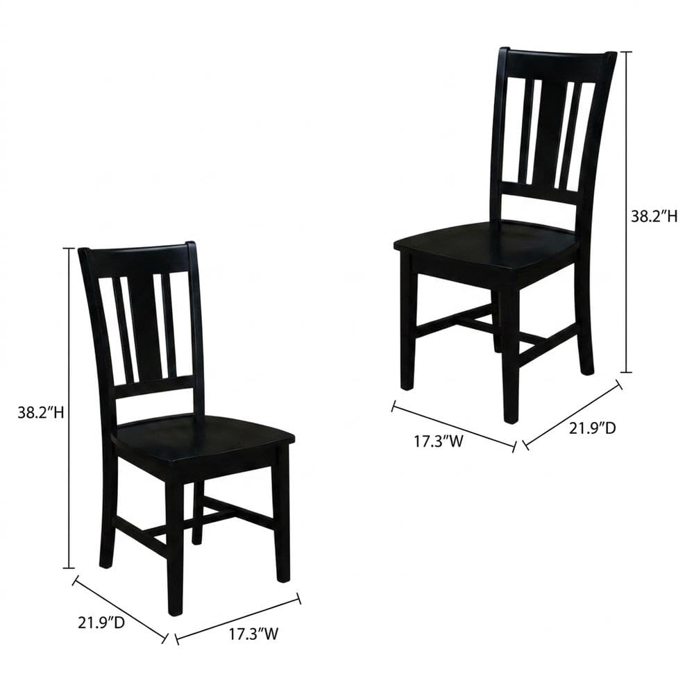 Solid Wood Dining Chair with Splatback Design by Furnifact – Wood, Black, Pack of 2