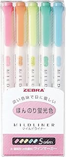 Zebra Technologies ZEBRA MILD LINER, Double Sided Highlighter, 5 Set (WKT7-5C)