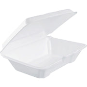 1-Compartment Foam Container 100 / Bag with Removable Hinged Lid by DART – 6x2x9.3 inches, 205.0 liters, Foam, White, Model DCC205HT1