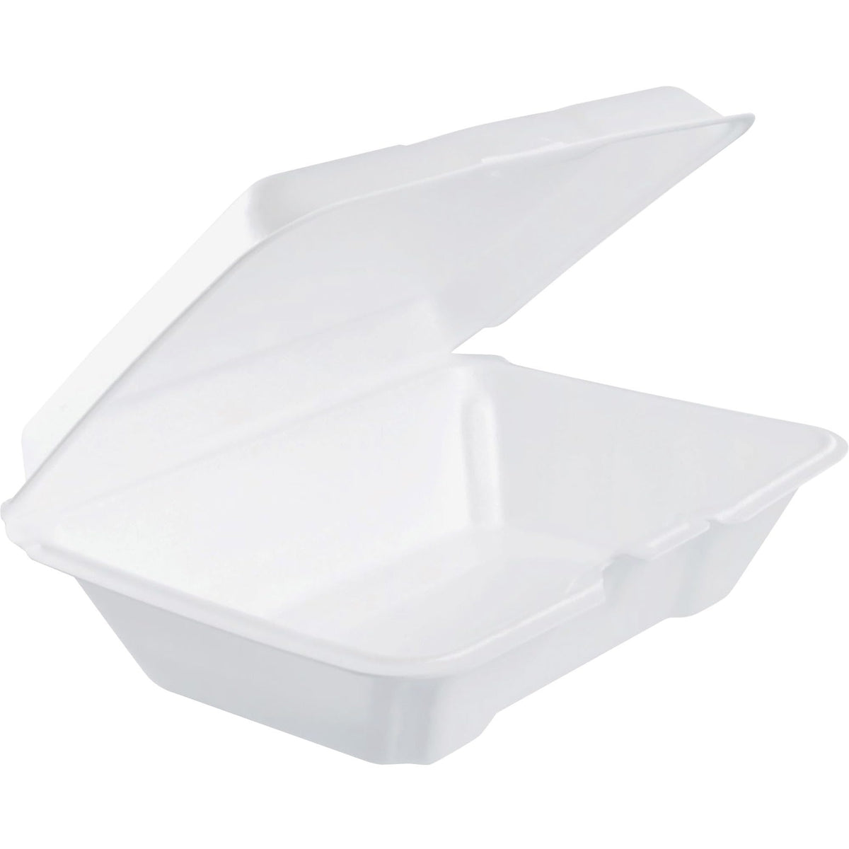 1-Compartment Foam Container 100 / Bag with Removable Hinged Lid by DART – 6x2x9.3 inches, 205.0 liters, Foam, White, Model DCC205HT1