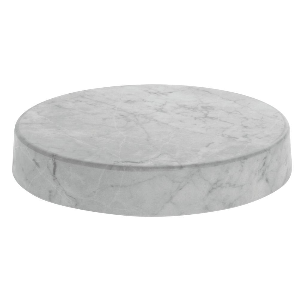 Round Marble Look Display Riser White - 12"Dia x 2"H by HUBERT – Plastic, White, Model H0050-MARBLE