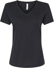 BELLA+CANVAS Ladies' Relaxed Heather CVC Jersey V-Neck T-Shirt - Solid BLK Blend - M