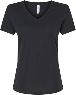 BELLA+CANVAS Ladies' Relaxed Heather CVC Jersey V-Neck T-Shirt - Solid BLK Blend - M