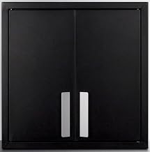 Summit Appliance 18' Wide Wall Cabinet, Black - CAB18TALLBLK | Powder Coated Metal Construction in a Black Finish with Two Shelves, French Doors, and Angled Steel Handles