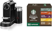 Nespresso CitiZ&milk Espresso Machine by De'Longhi, Limousine Black + Starbucks Capsules, Original Line