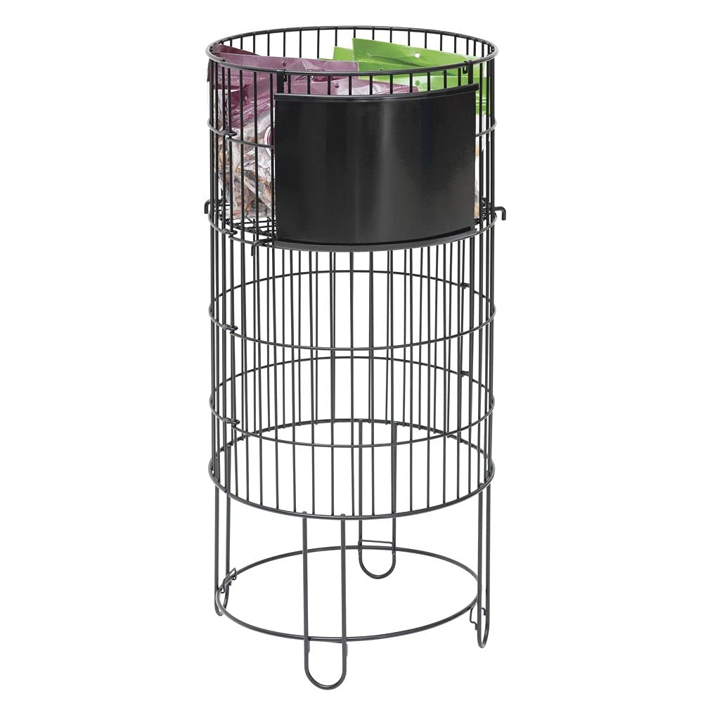 Round Black Wire Collapsible Dump Bin - 15" D x 32" H by HUBERT – 15.0 pounds, Metal, Black, Model HEN-1916550