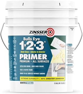 Zinsser 16-Pack of 5 gal 02000 White, Bulls Eye 1-2-3 Water-Based Stain Blocking Primer/Sealer