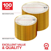 Stock Your Home 100 Pack / Clear and Gold / Classic Plates