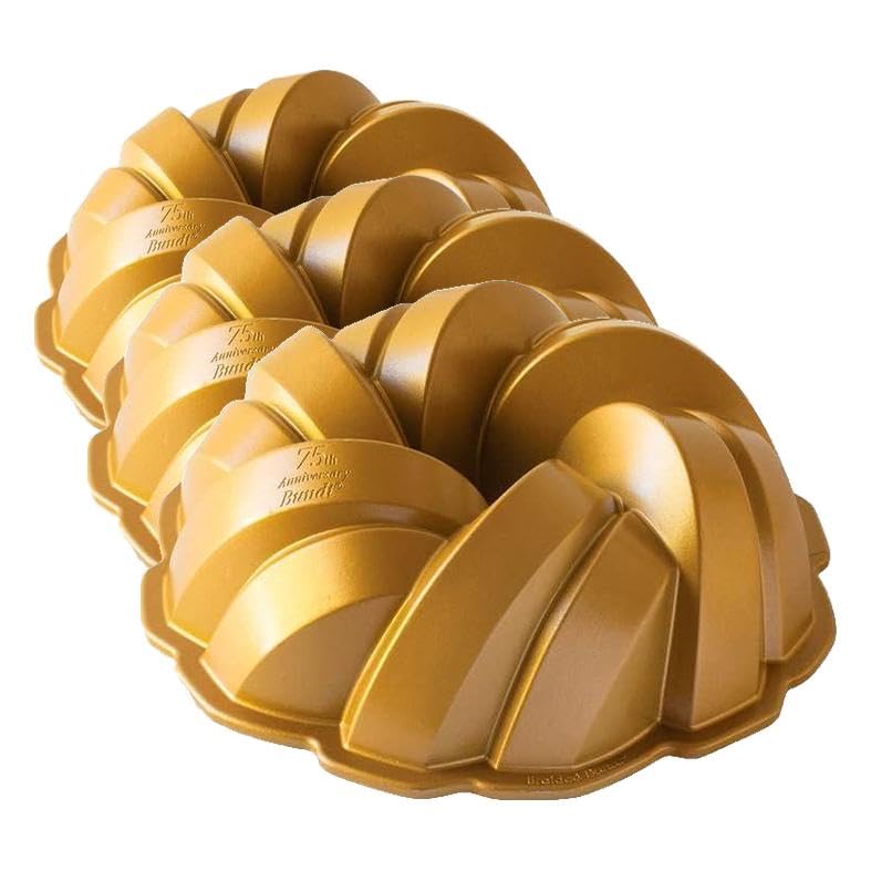 Nordic Ware 12 Cup (Pack of 3) / Pan / Gold Bundt Pans