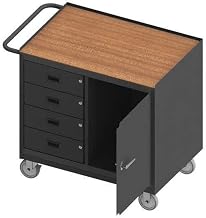 Durham 3121-TH-95 Mobile Bench Cabinet, 4 Drawer, Board