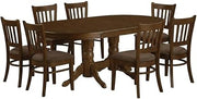 Furnifact Solid Wood Oval Dining Furniture 9 Piece Set with Butterfly Leaf, Microfiber-Upholstered Chairs Formal Dining Room Table