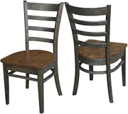 Solid Hardwood Side Chairs Set of by Furnifact – Wood, Hickory and Washed Coal, Pack of 2